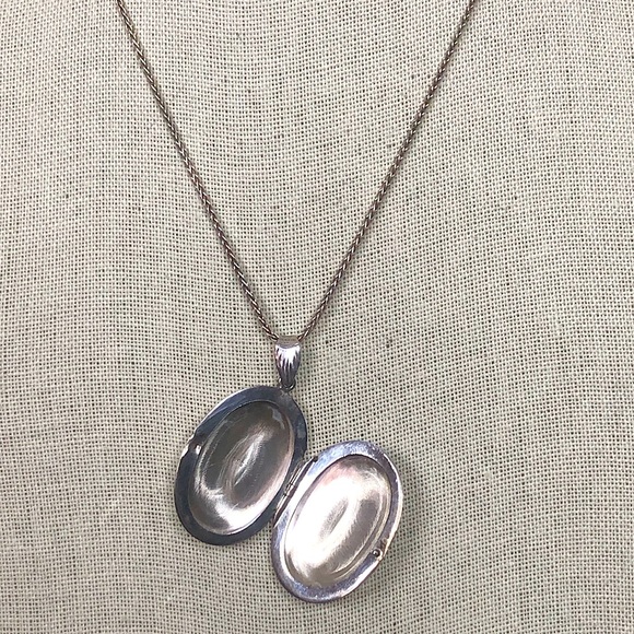 Sterling Silver Engraved Locket on Sterling Silver Wheat Chain Necklace - Picture 15 of 17